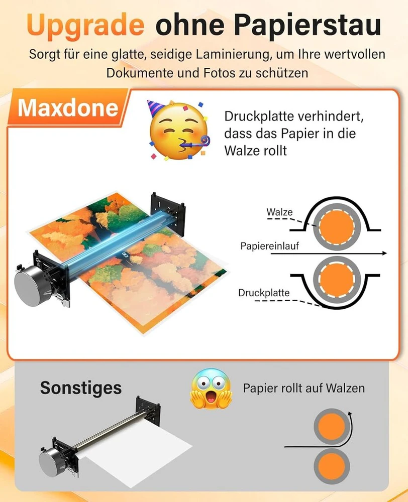 Maxdone laminatorius, a3 laminatorius su įmontuotu pjovikliu, laminatorius su 10 plėvelių ir kampų apvalinimo įrankiu, 2 volelių sistema, greitas įšilimas, laminatorius a3 a4 a5 a6 mokyklos dokumentams namų nuotraukoms