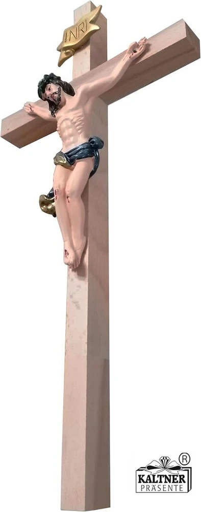 Medinis kryžius su Jėzaus figūra, 35 cm