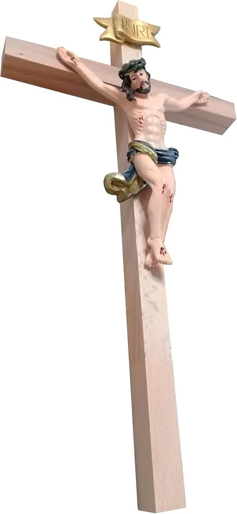Medinis kryžius su Jėzaus figūra, 35 cm