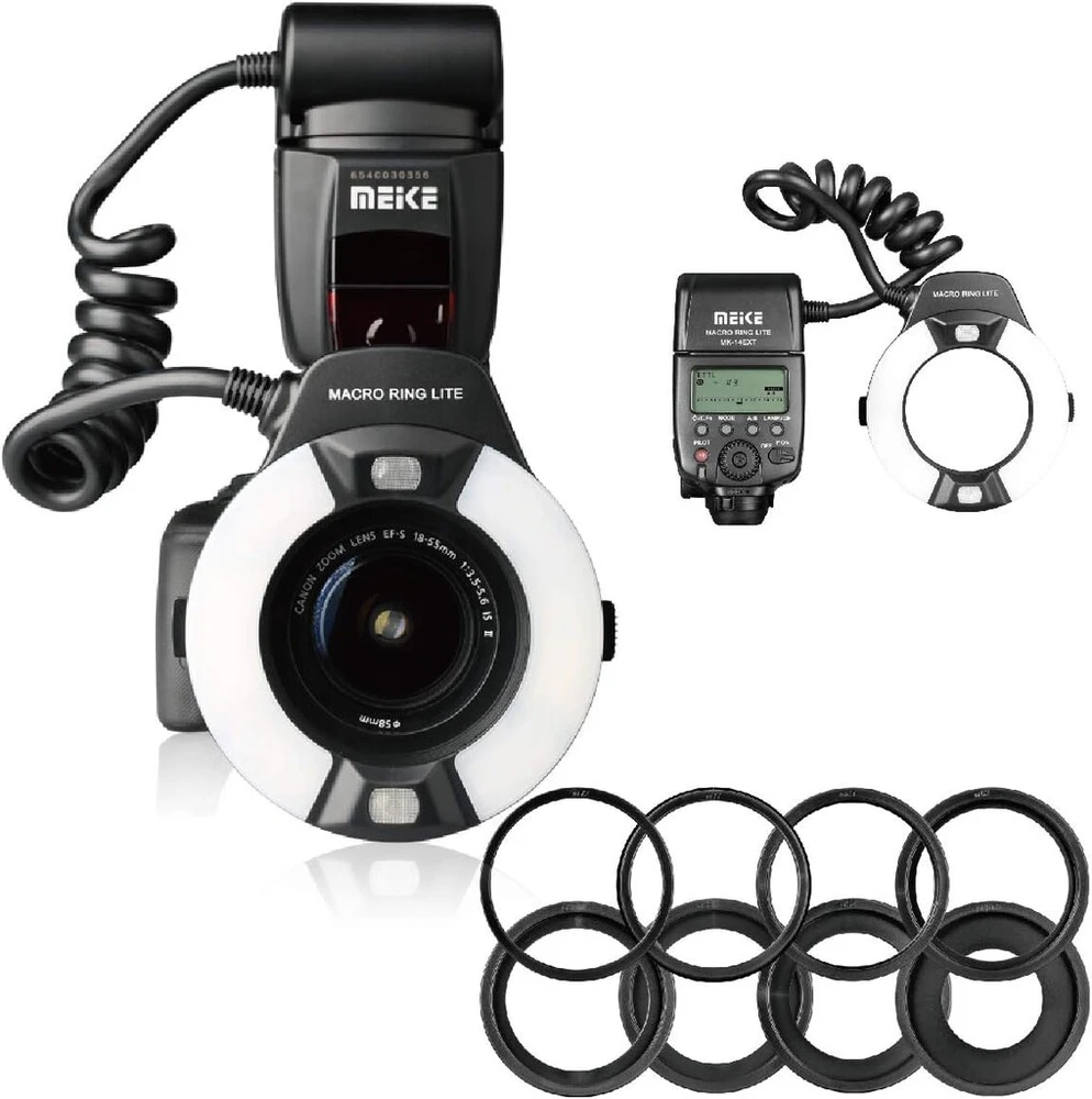 Meike Mk-14ext-n E-ttl Macro Led žiedinė blykstė su Led Af pagalbinė lempute, skirta Nikon Dslr fotoaparatams