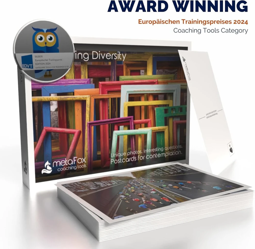 Metafox 'embracing Diversity' – 52 kortelės įvairovei, lygybei ir įtraukčiai skirtos mokymams, darbo vietos kultūros žemėlapis – naudokite kaip motyvacines korteles, pokalbių pradmenis, savirefleksijos korteles