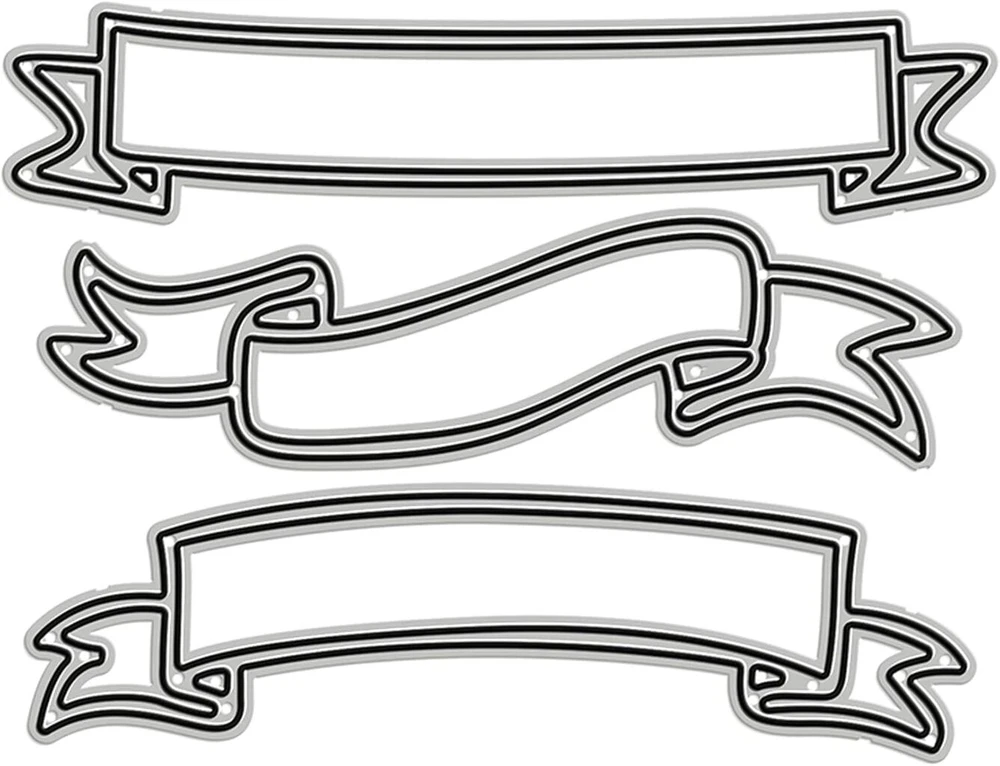 Metal cutting dies stencils for banner label bow label cutting dies diy invitation card scrapbooking album decorative embossing paper cutting dies card making 3 pieces