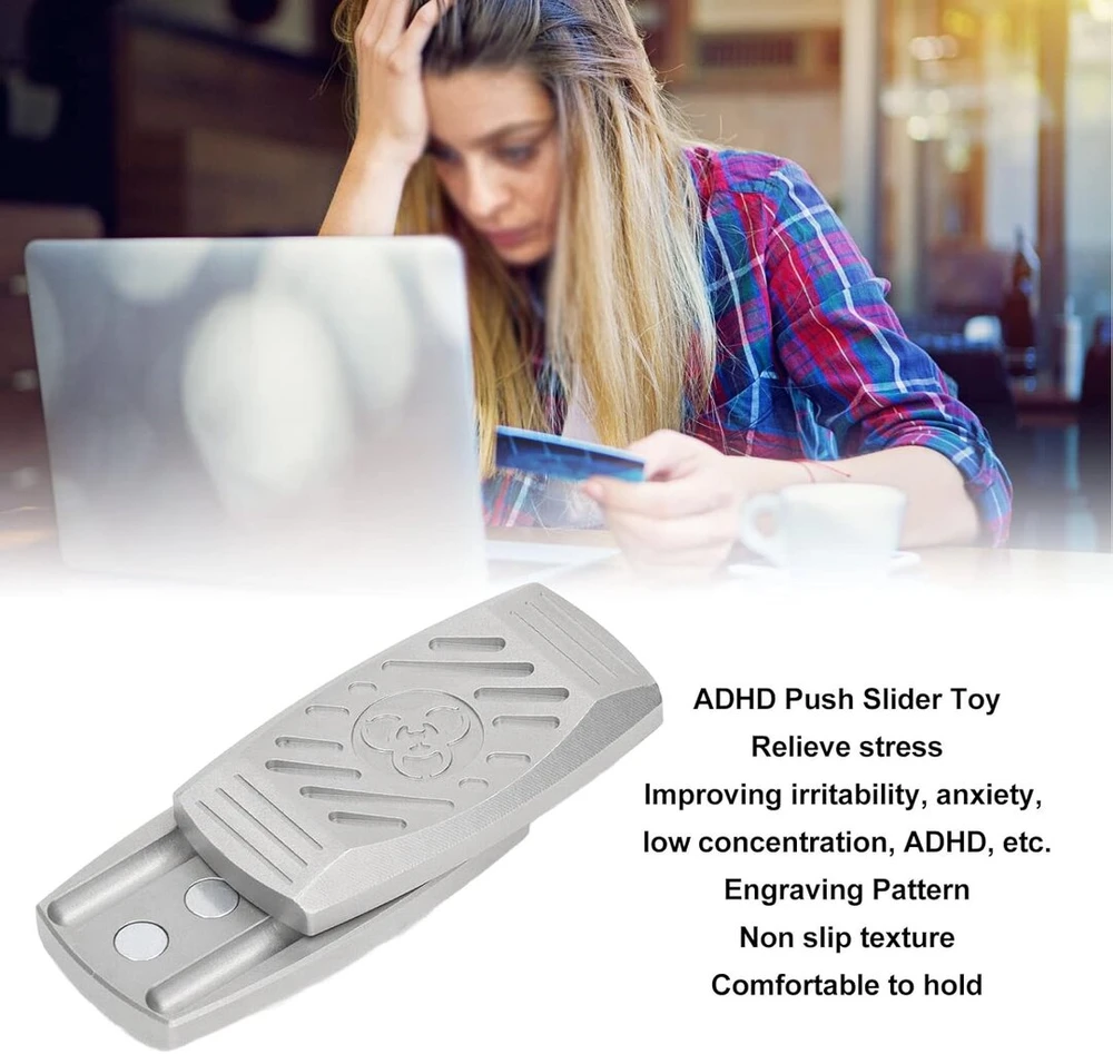 Metalinis fidget žaislas, slankiklis, nerūdijantis plienas, skirtas biurui, Adhd, autizmui, nerimui, metaliniai fidget žaislai suaugusiems, pokerio slankiklis, Adhd, autizmas, stumdomas slankiklis, sensorinis žaislas draugui ir tėčiui