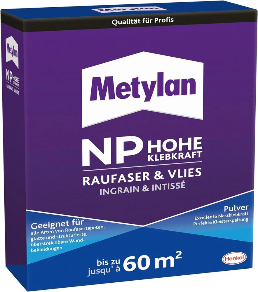 Metylan np didelio sukibimo tapetų klijai su medžio drožlėmis ir neaustiniu pagrindu, klijai struktūriniams ir medžio drožlių tapetams net ir ant sudėtingų paviršių, skaidrūs, 1kg