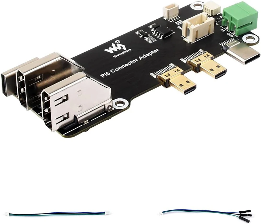 Micro hdmi į hdmi adapterio plokštė, skirta raspberry pi 5 / raspberry pi 4b, palaikomi du 4k išėjimai, du maitinimo būdai - type-c prievadas arba varžtų gnybtas