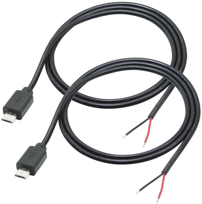 Micro usb male į 2 kontaktų pliką laidą 0.9m, micro usb į atvirą galą pigtail maitinimo kabelį lengvam litavimui, 5v/3a micro usb įrangai įdiegti arba pakeisti remontui pasidaryk pats kabelis