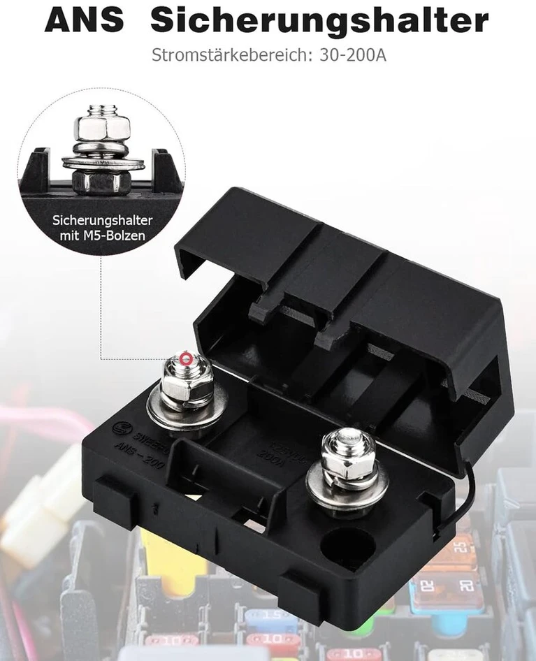 Midi saugiklis, 3 vnt. pakuotė 100a Midi varžtiniai saugikliai 2 vnt. Ans saugiklių laikiklis 12v-58v Midi didelės srovės saugiklis automobiliams, sunkvežimiams, statybinėms transporto priemonėms, autobusams, nameliams ant ratų (100a)