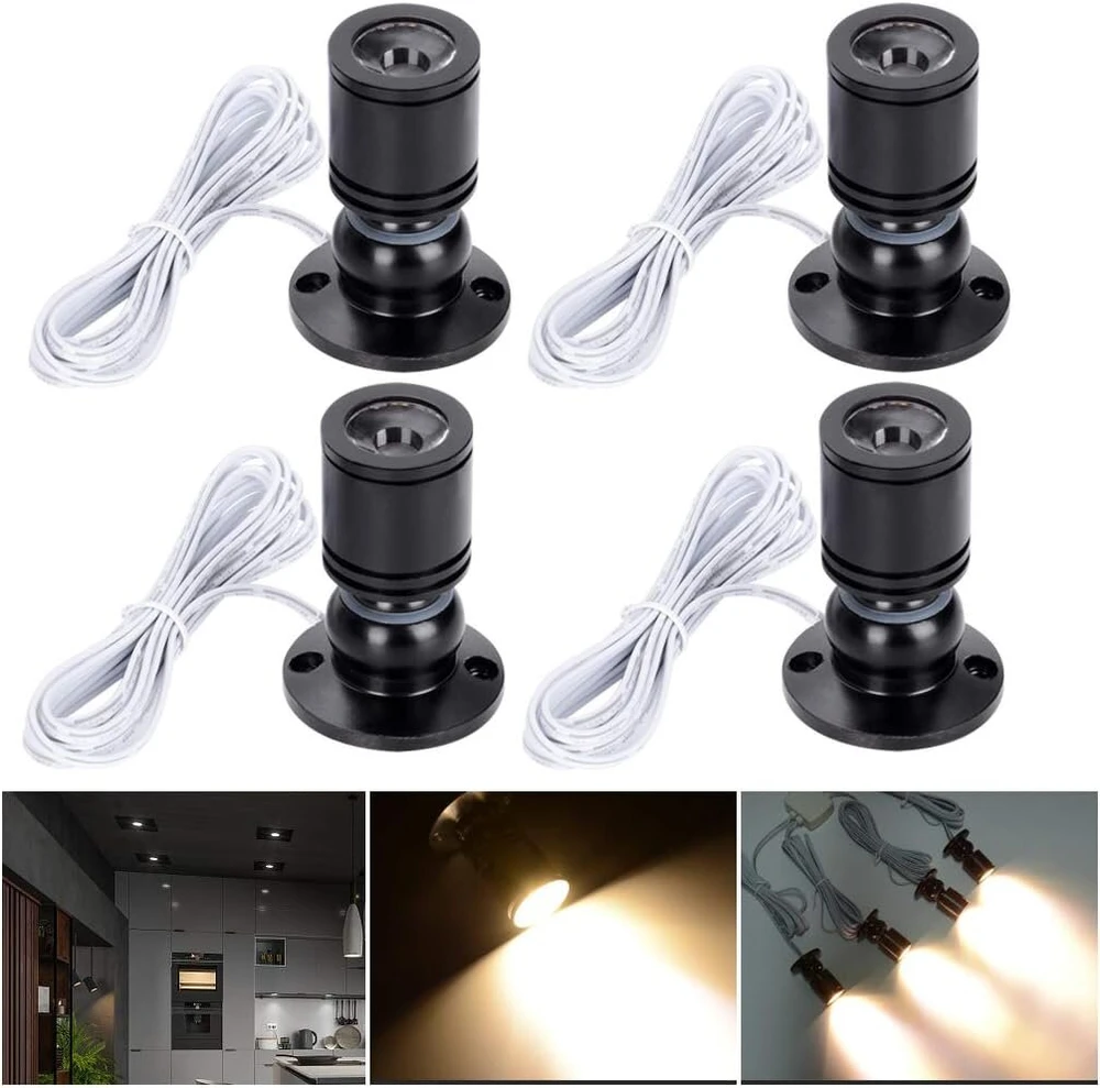 Midore mažas led prožektorius, 4 vnt., spintelės šviestuvas, 2 w, 360° pasukamas, 230 v aliuminio mini led spotas spintelėms, prieškambariui, galerijoms, parduotuvėms, juvelyrinių dirbinių spintelėms