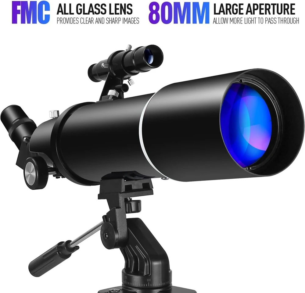 Mikroskopas Astronomijos teleskopas suaugusiems ir vaikams, 80 mm