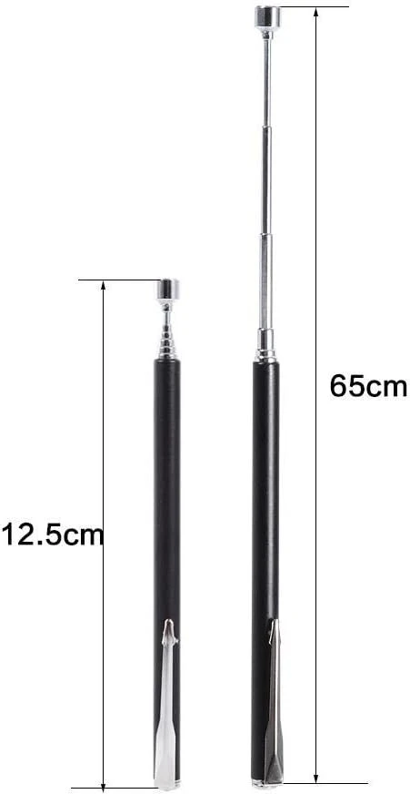Mikroskopas Teleskopinis magnetinis įrankis, ištraukiamas nešiojamas 25.59 colių teleskopinis magnetinis strypas vinims ir varžtams (juodas)