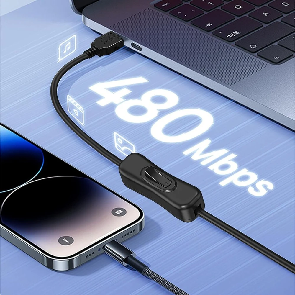 Mimiroom Usb ilginimo laidas su jungikliu 1m Usb laidas su jungikliu, tinkamas atminties kortelėms, Led lemputėms ir kitiems smulkiems elektros prietaisams