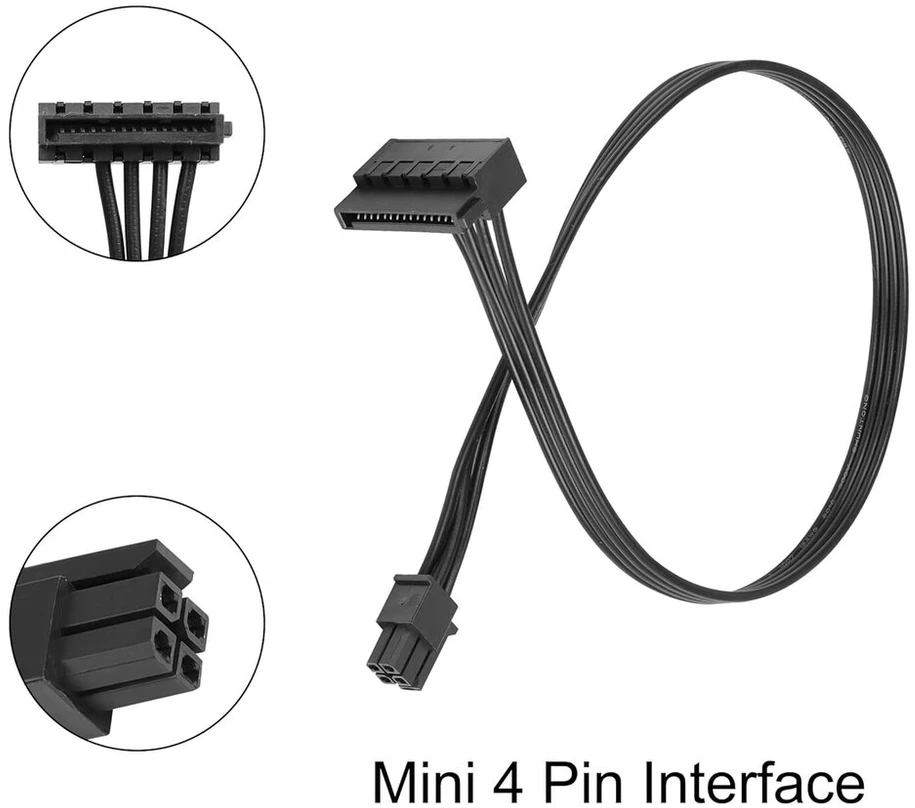 Mini 4pin į Sata 15pin maitinimo adapterio kabelis, 40 cm, 2 vnt.