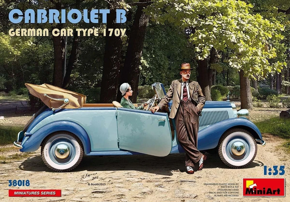 Mini Art Miniart 38018 1:35 Vokiškas automobilis Type 170 V Cabriolet B tiksli kopija modelio konstravimo plastikinis rinkinys amatų hobis klijavimas modelio rinkinio surinkimas nedažytas