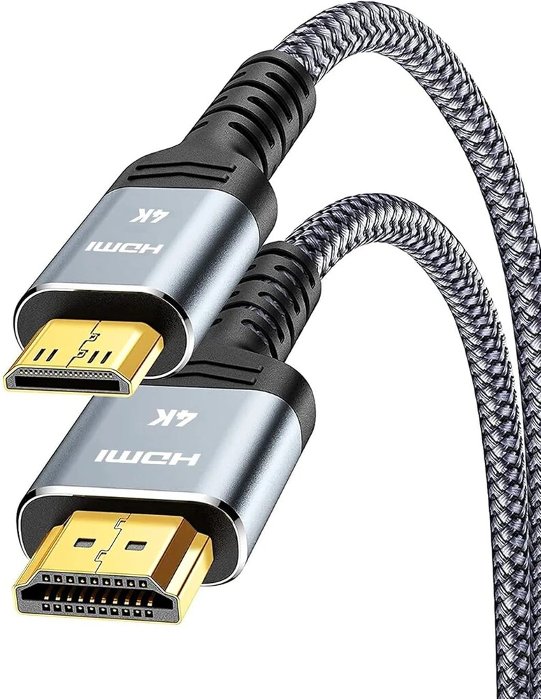 Mini Hdmi į Hdmi kabelis 5m, 4k 60hz, nailoninis