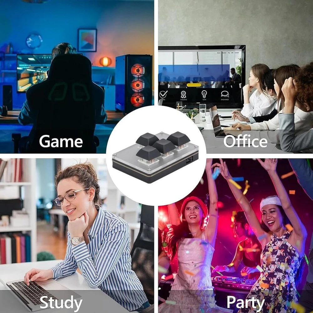 Mini klaviatūra su 4 klavišais, belaidė Usb 2.4g Bluetooth su baterija, programuojama klaviatūra, skirta biuro darbui, žaidimams, medijai, pramonei