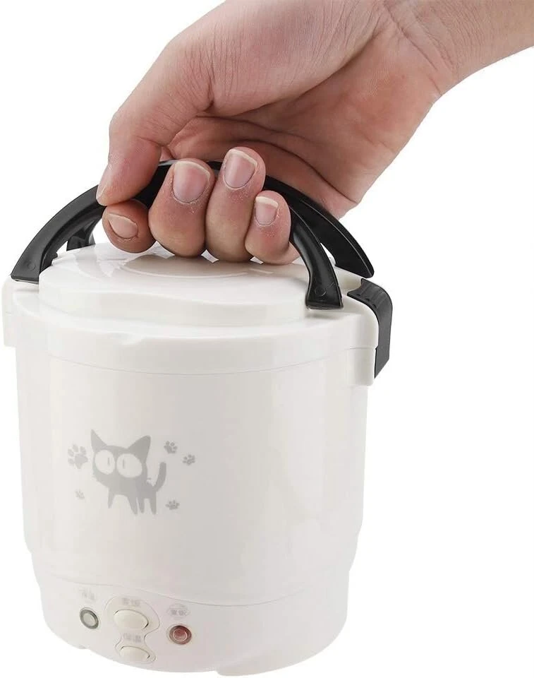 Mini Ryžiųquick cooker, nešiojamas kelioninis garintuvas, mažas Daugiafunkcisquick cooker, Ryžiųquick cooker grūdams, nelimpantis puodas, automatinis šilumos palaikymas, skirtas avižinei košei, ryžių troškiniams [baltas]