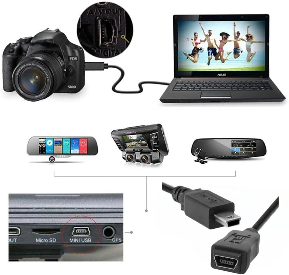 Mini Usb 5 kontaktų prailginimo laidas 0.5m