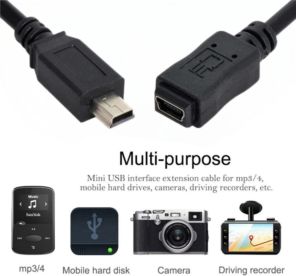 Mini Usb 5 kontaktų prailginimo laidas 0.5m