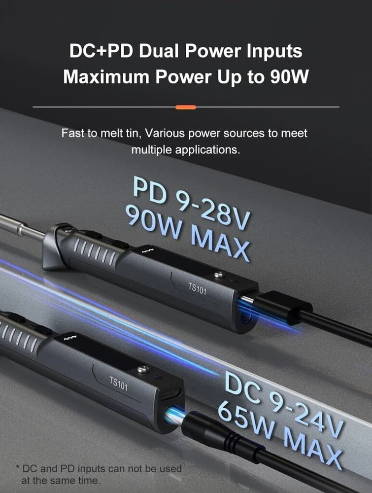 Miniware Ts101 lituoklis su Bc2 antgaliais, nešiojamas skaitmeninis Dc5525 Usb-c 90w, reguliuojama temperatūra 50-400°c, originalus programuojamas Oled ekranas