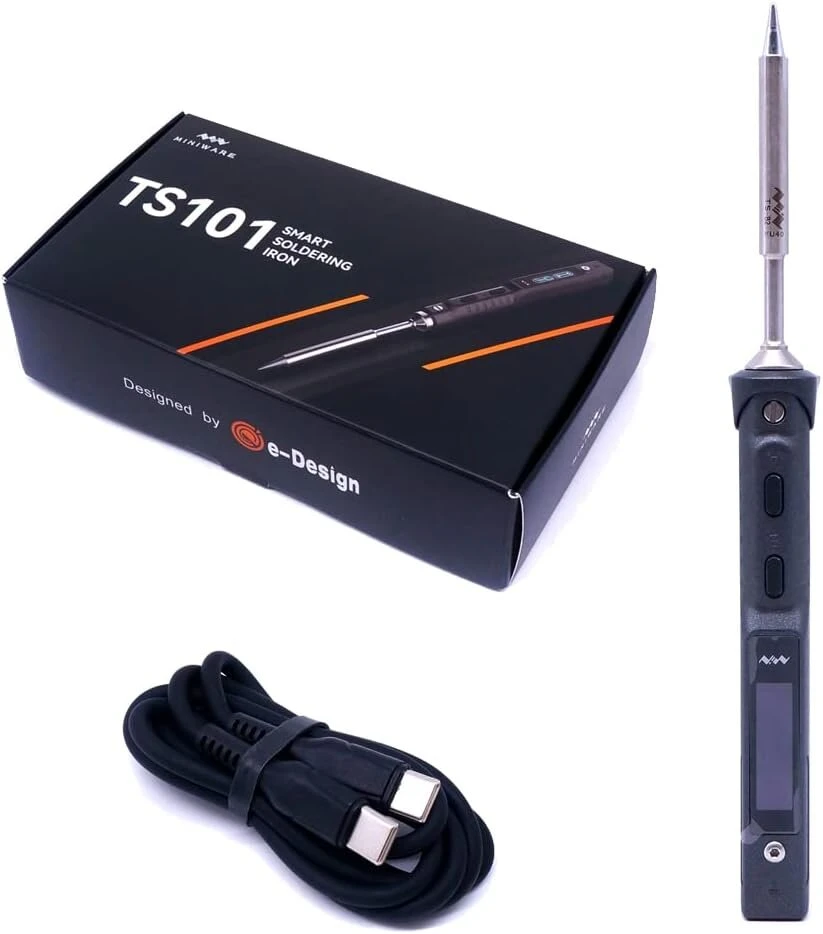 Miniware Ts101 lituoklis su Bc2 antgaliais, nešiojamas skaitmeninis Dc5525 Usb-c 90w, reguliuojama temperatūra 50-400°c, originalus programuojamas Oled ekranas