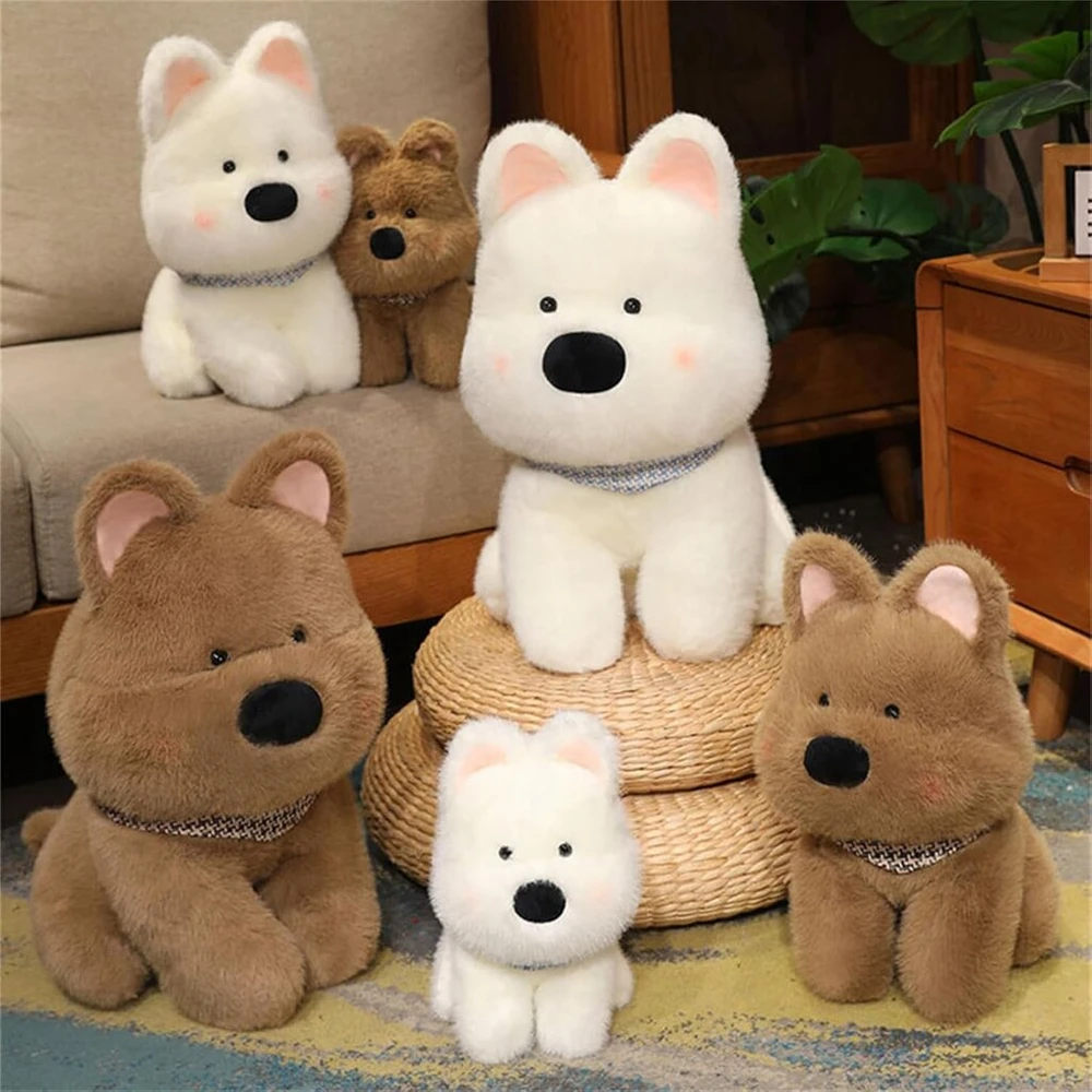 Minkštas pliušinis šuo žaislas 25 cm, baltas