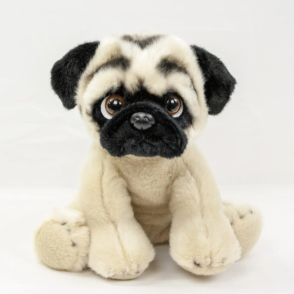 Minkštas žaislas šuo Mopsas, 30 cm, sėdintis