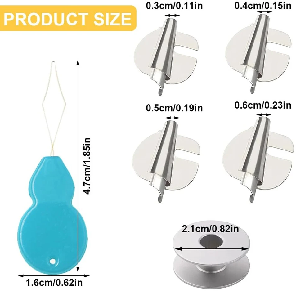 Mirkuzi 4 dalių 3-6 mm siuvimo pėdelė valcuotas plaktuko pėdelė spiralė su 4 adatų įvėrėjais 2 dalių siūlų šerdys siuvimo mašinai