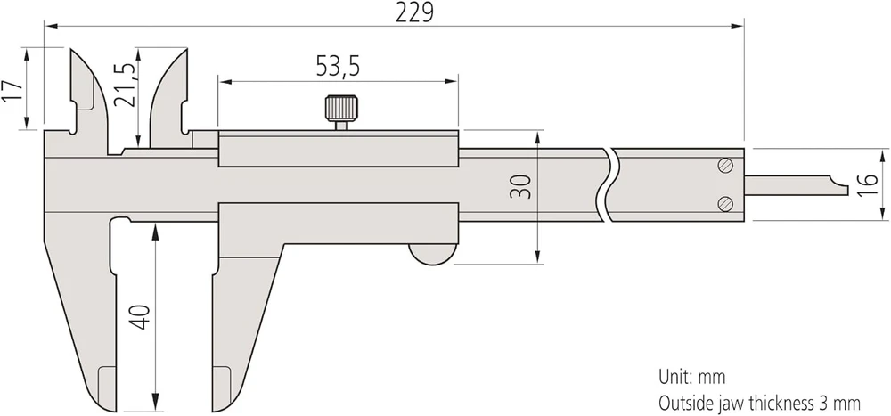 Mitutoyo preciziškas vernjerinis slankmatis su fiksavimo varžtu Din 862, matavimo diapazonas 0–150 mm, 1 vnt., 530–101