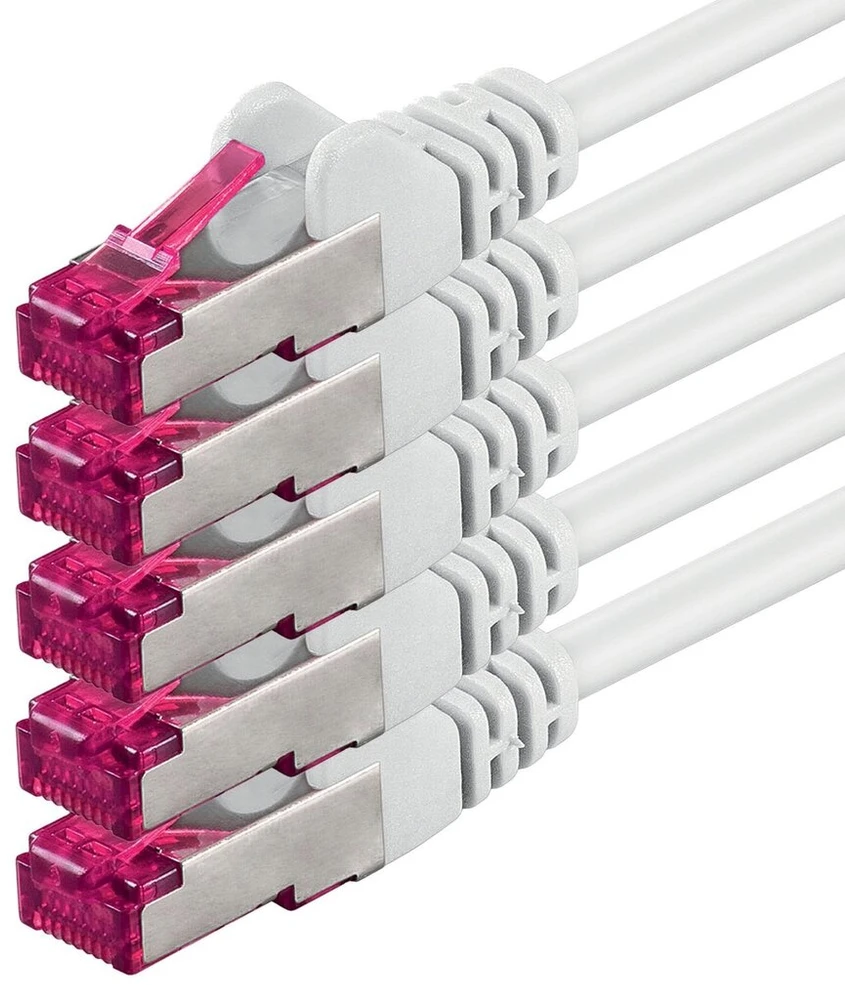 Modemas 1attack.de 0.5 m - balta - 5 vnt. pakuotė - tinklo kabelis Cat6a (10gb/s) S-ftp Cat 6a Lan kabelis - Ghmt sertifikuotas Pimf 500 Mhz Cat5 Cat5e Cat6 Cat6a Cat7 jungikliui, maršrutizatoriui, modemui, internetui
