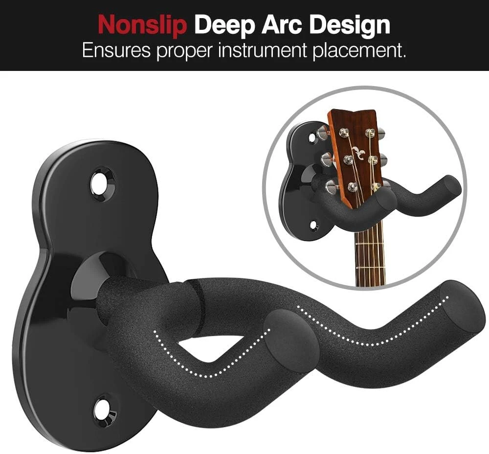 Moko gitaros sieninis laikiklis, metalinis gitaros sieninis laikiklis gitaros kabliukas sieninis gitaros laikiklis gitaros stovas bosinei akustinei gitarai elektrinei gitarai ukulele (3 vnt., juodas)