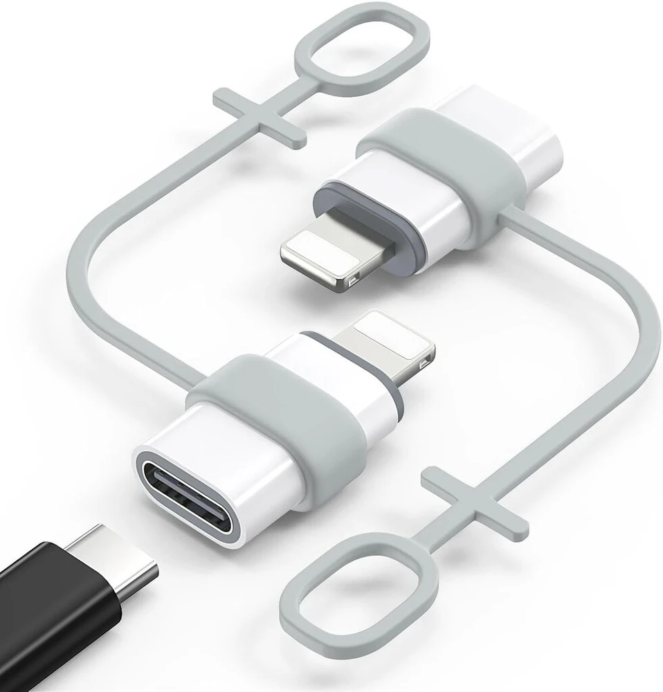 Moko usb c į lightning adapteris 2 vnt., adapteris usb c į lightning su greitu įkrovimu ir apsaugos nuo pametimo virvele, skirtas iphone 14/13/12/11/x, pad pro/air 5/mini 6, pod nano/touch, netinka audio/otg, baltas