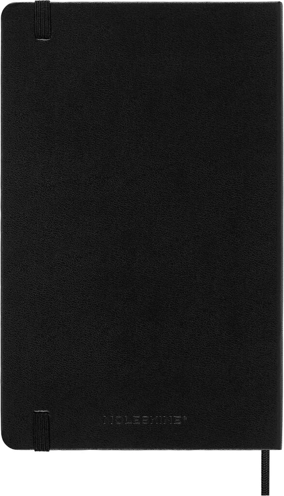 Moleskine dieninis kalendorius 2025–2026 m., 18 mėnesių dieninis planuotojas kietu viršeliu ir elastine juostele, didelis formatas 13 x 21 cm, juodas