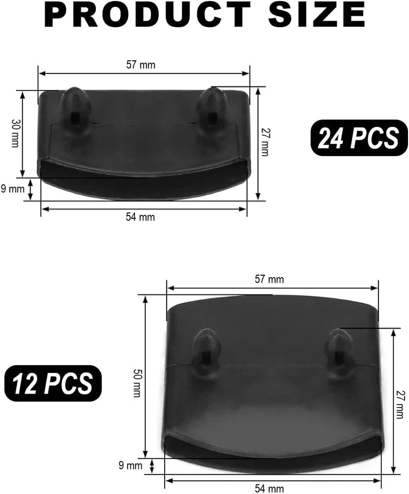 Molimoli, 36 vnt. skersinių rėmų dangtelių rinkinys, juodos spalvos skersinių rėmų atsarginės dalys, skersinių rėmų laikiklis, 52 mm - 54 mm pločio ir 7 mm - 9 mm storio