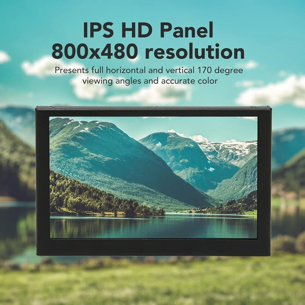 Monitorius Nešiojamas Rpi Pc, 5 colių Ips Hd 800 x 480 Lcd sub ekranas, Hdmi kompiuterio sub ekranai su Vesa metaliniu korpusu, Pd100w