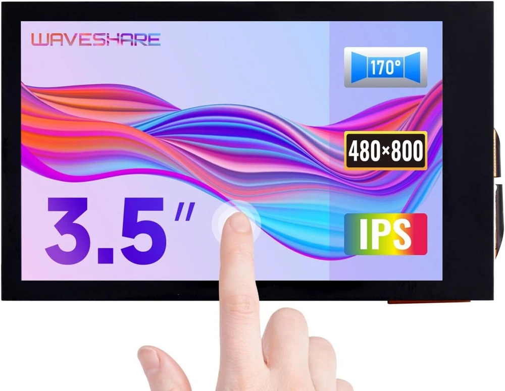Monitorius Waveshare 3.5 colių ips capacitive touch lcd ekranas, 480 x 800 rezoliucija, 5 taškų lietimo hdmi ekranas, reguliuojamas ryškumas, suderinamas su raspberry pi/jetson nano/pc windows 11/10/8.1/8/7