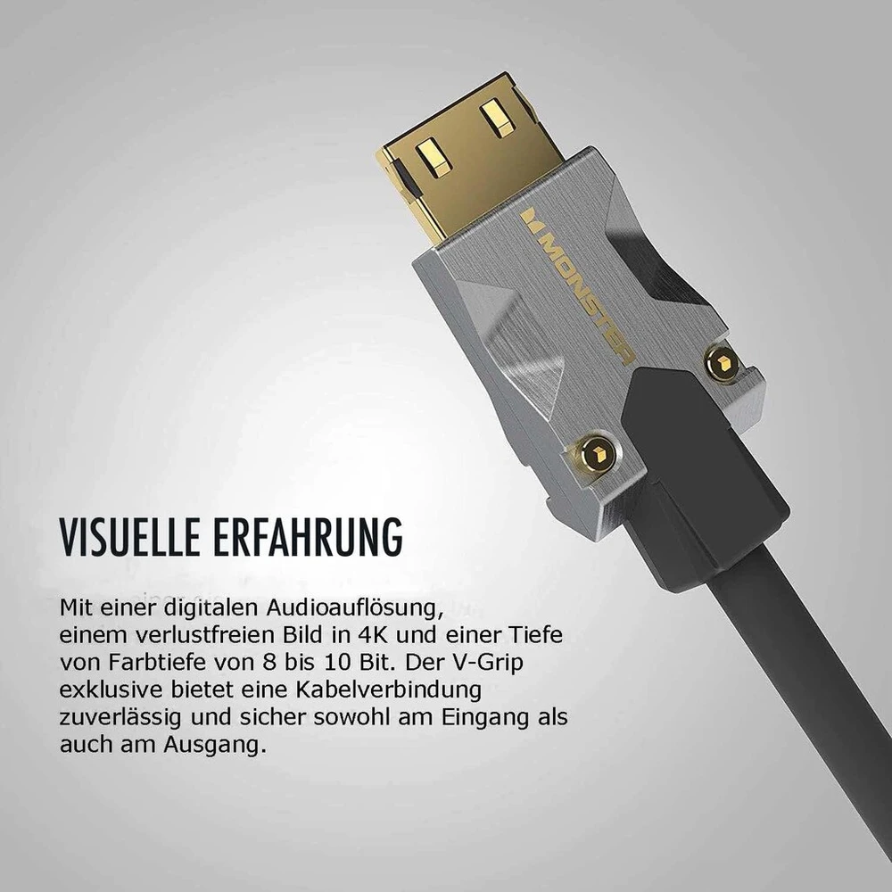 Monster M1000 Hdmi kabelis 3 m, Premium Hdmi 2.0 kabelis, Hdmi kabelis 4k, didelės spartos Hdmi kabelis 22,5 Gbps, Hdr kabelis, 24k aukso kontaktai, Tv kabelis, suderinamas su žaidimų konsole, nešiojamuoju kompiuteriu, stiprintuvu, Dvd