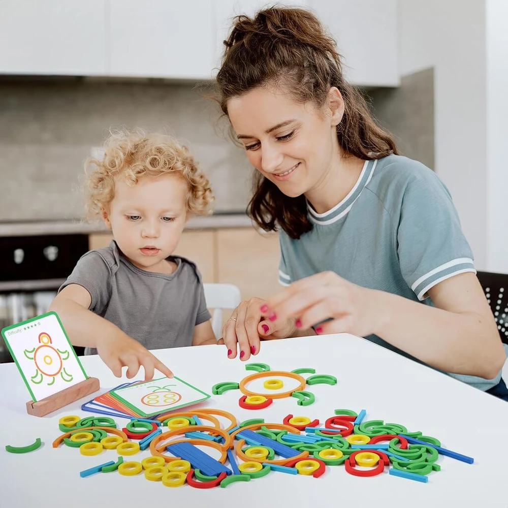 Montessori žaislas vaikams, medinis galvosūkis nuo 3 4 5 6 7 8 metų, koncentracijos žaidimai vaikams nuo 3-8 metų, fantazijos ir geometrinės formos, lavinanti dovana berniukams ir mergaitėms