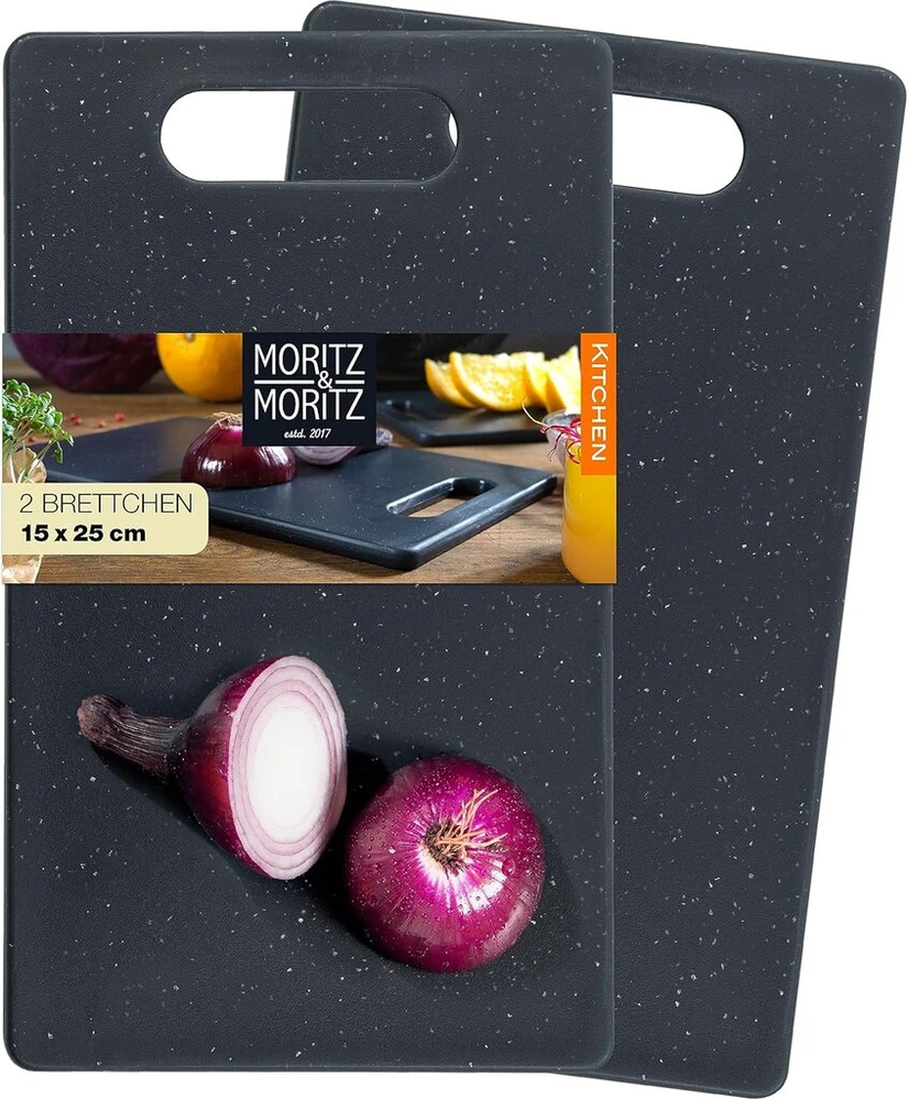 Moritz & Moritz 2 x plastikinių pjaustymo lentelių rinkinys granito išvaizdos – 25 x 15 cm – pjaustymo lentelės be Bpa – pusryčių lentelė – higieniškas ir tinkamas plauti indaplovėje pjaustymo lentelių rinkinys