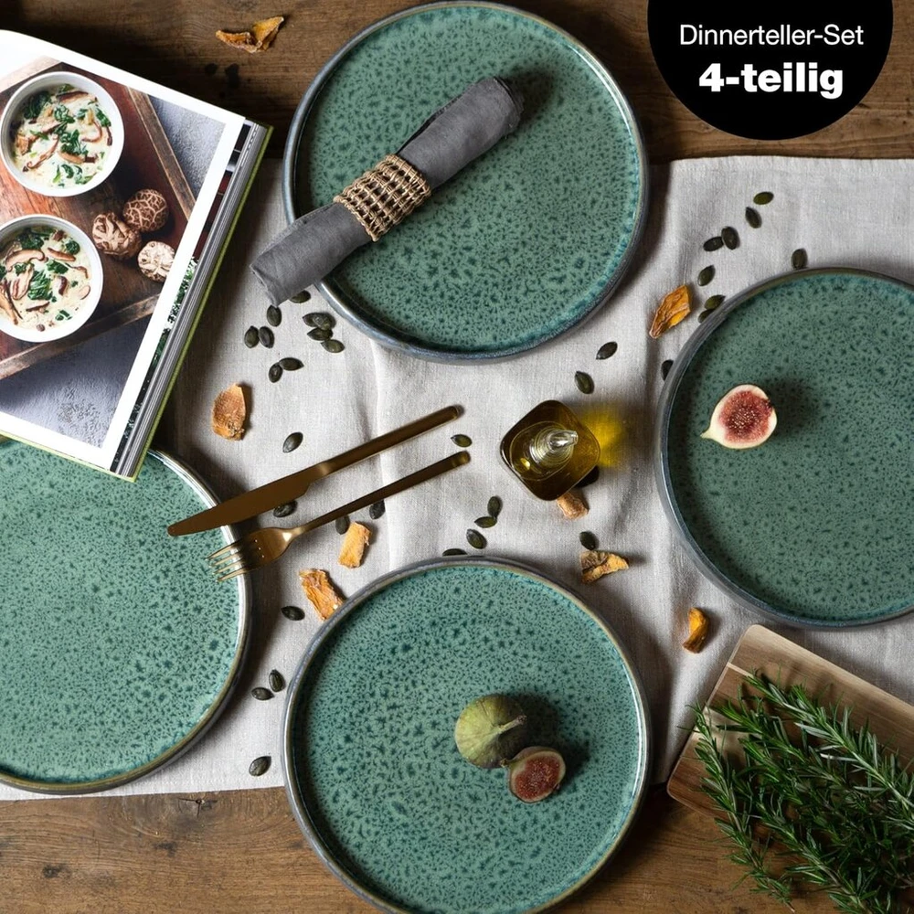 Moritz & Moritz Solid 4 x lėkštės 26 cm – akmens masės lėkščių rinkinys – indų rinkinys patiekimui