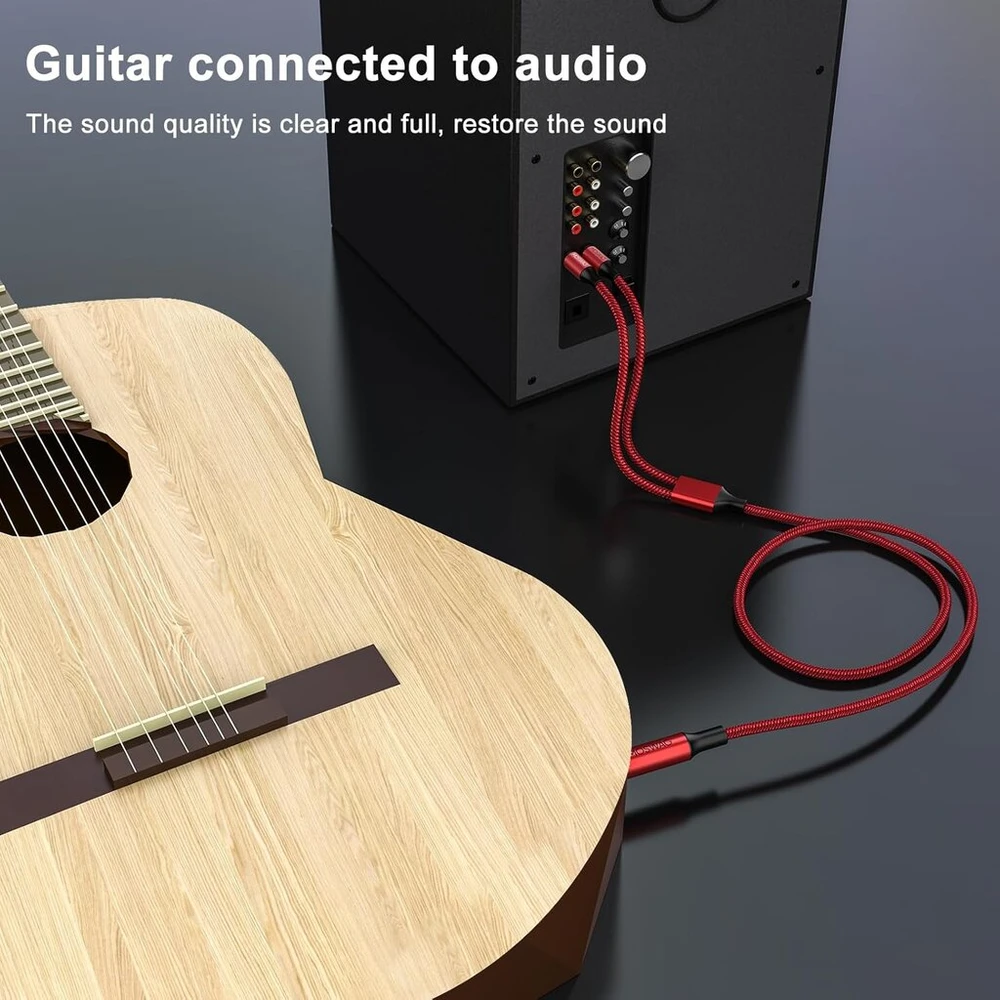 Moswag 6,3 mm jack į rca kabelis, rca audio kabelis 10 m, jack kabelis, jack kištukas į 2 x rca male stiprintuvui, mikšeriui, garsiakalbiui ir stereo sistemai