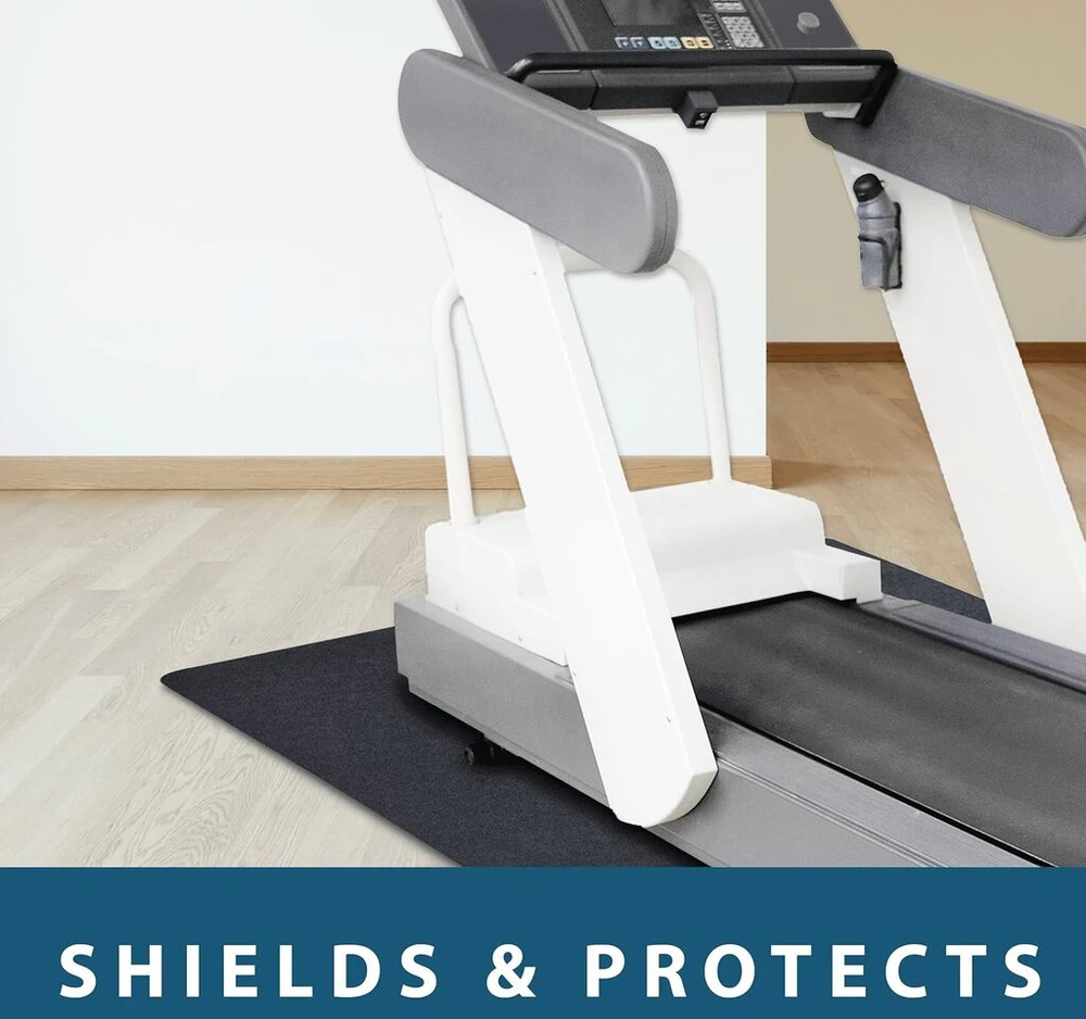 Motiontex kilimėlis treniruokliams po bėgimo takeliu, stacionariu dviračiu, irklavimo treniruokliu, elipsiniu treniruokliu, fitneso įranga, grindų apsauga namų sporto salei, 36 x 84 coliai, juodas