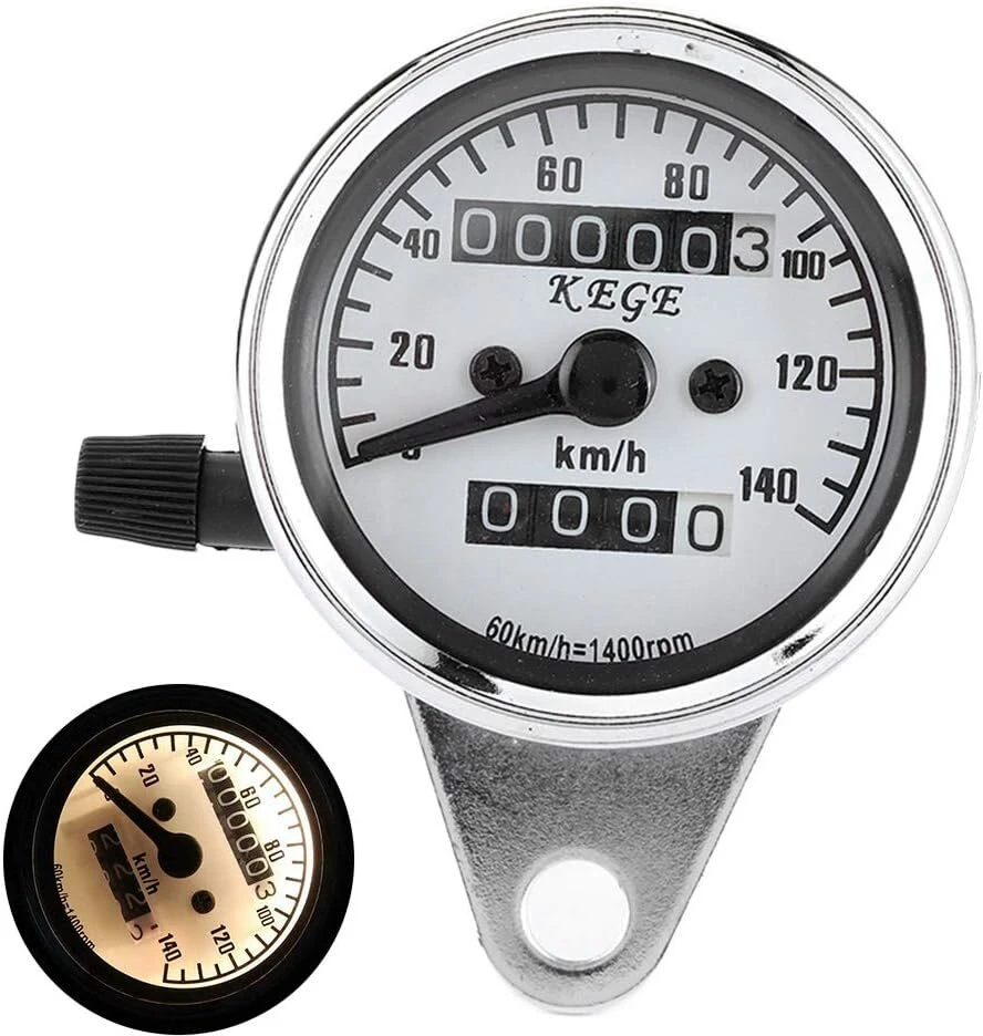 Motociklo dvigubas odometras spidometras su naktiniu apšvietimu, universalus motociklo spidometras odometras 12 V naktinio matymo matuoklis odometro lentelė