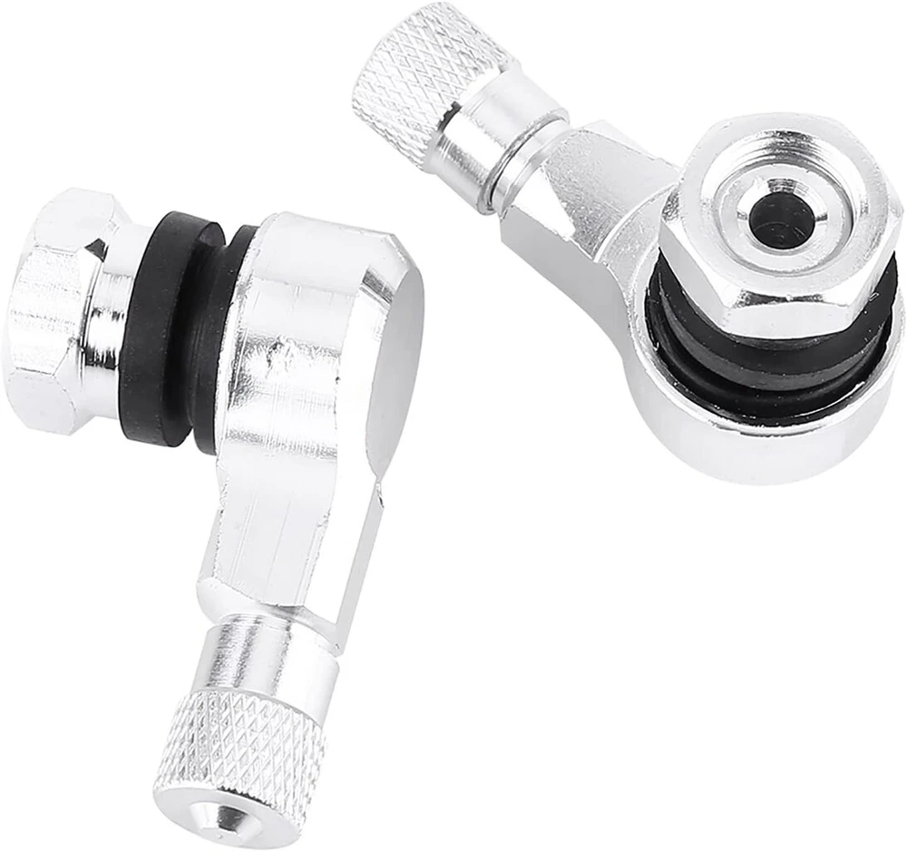 Motociklo padangos ventilio stiebas, universalus motociklo 11,3 mm 90 laipsnių aliuminio lydinio padangos ventilio dangteliai 7,5 mm sriegio ilgis standartinėms bekamerėms padangoms (sidabrinis)
