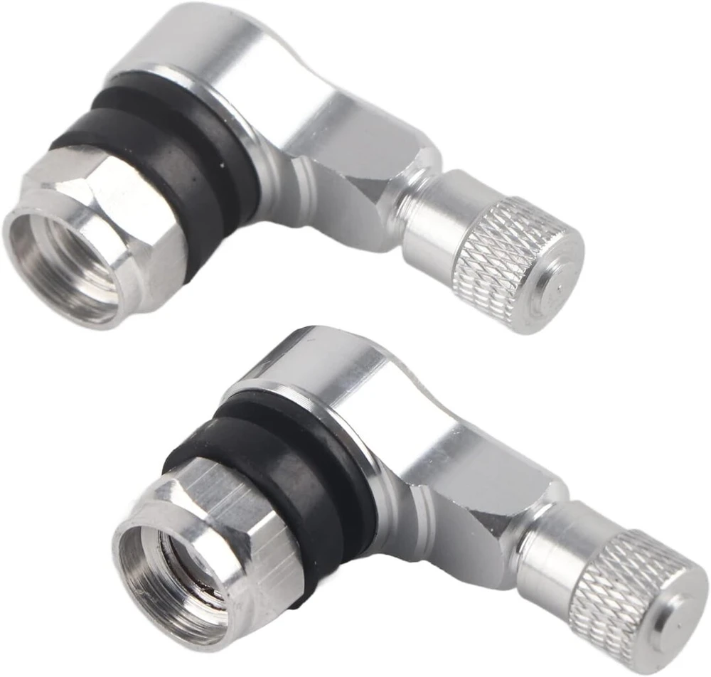Motociklo padangos ventilio stiebas, universalus motociklo 11,3 mm 90 laipsnių aliuminio lydinio padangos ventilio dangteliai 7,5 mm sriegio ilgis standartinėms bekamerėms padangoms (sidabrinis)