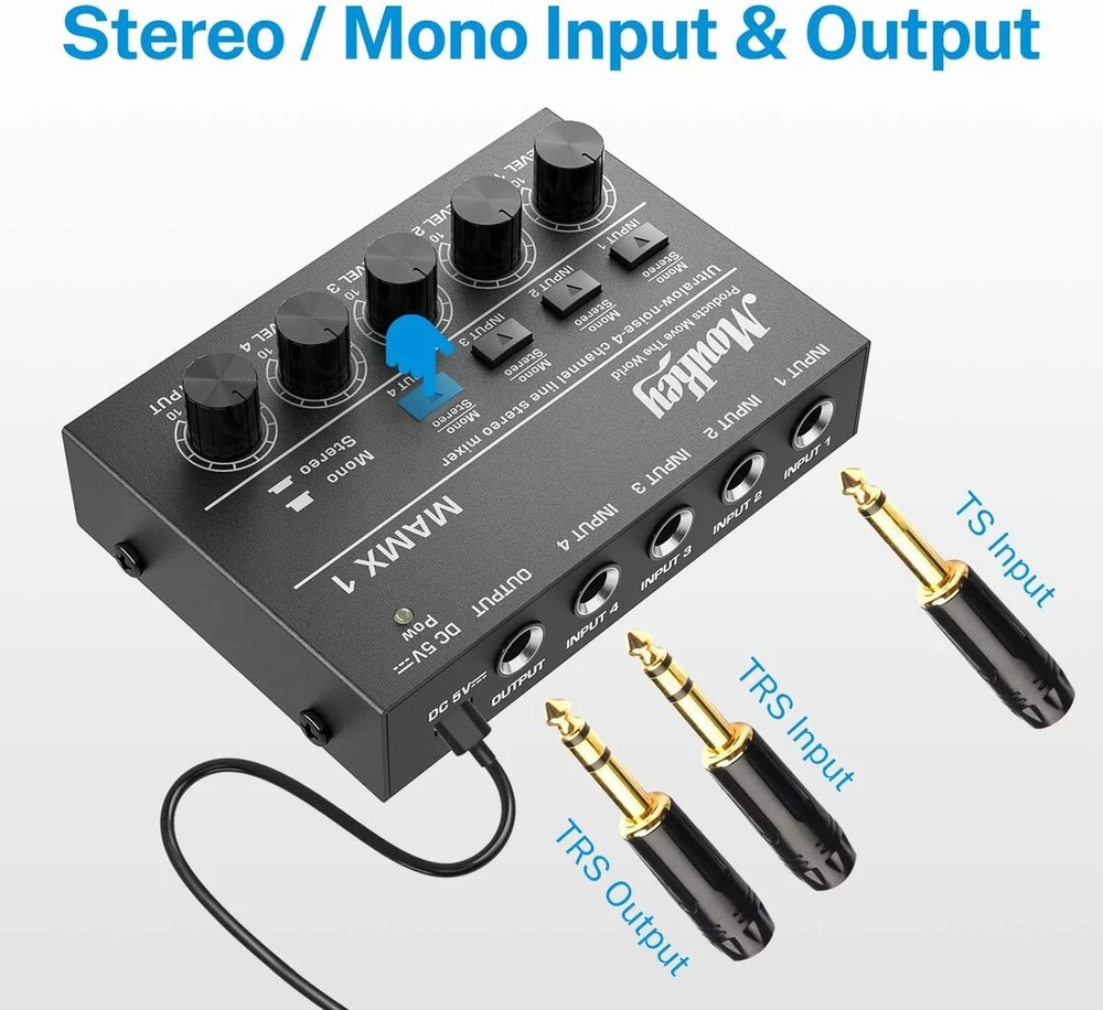 Stiprintuvas Moukey stereo mini garso mikšeris