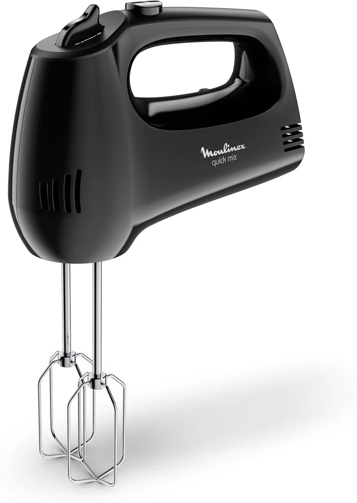 Moulinex Quickmix Hm3108 - rankinis maišytuvas su 300 w, 5 greičiais, dviem priedais minkymui arba maišymui, nerūdijantis plienas, duona, naminė pica, pyrago tešla, skaidrus sniego taškas, juodas
