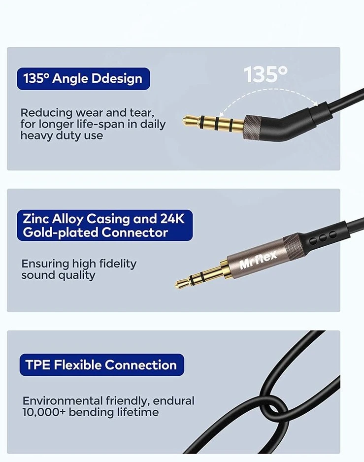 Mr Rex 2.5 mm į 3.5 mm ausinių keitimo audio kabelis, suderinamas su Bose 700 Quietcomfort Qc35 Qc25 ausinėmis, Jbl E45bt E55bt E65btnc ir Akg Y55 Y50 Y45bt ausinėmis (5 m / 16 ft)