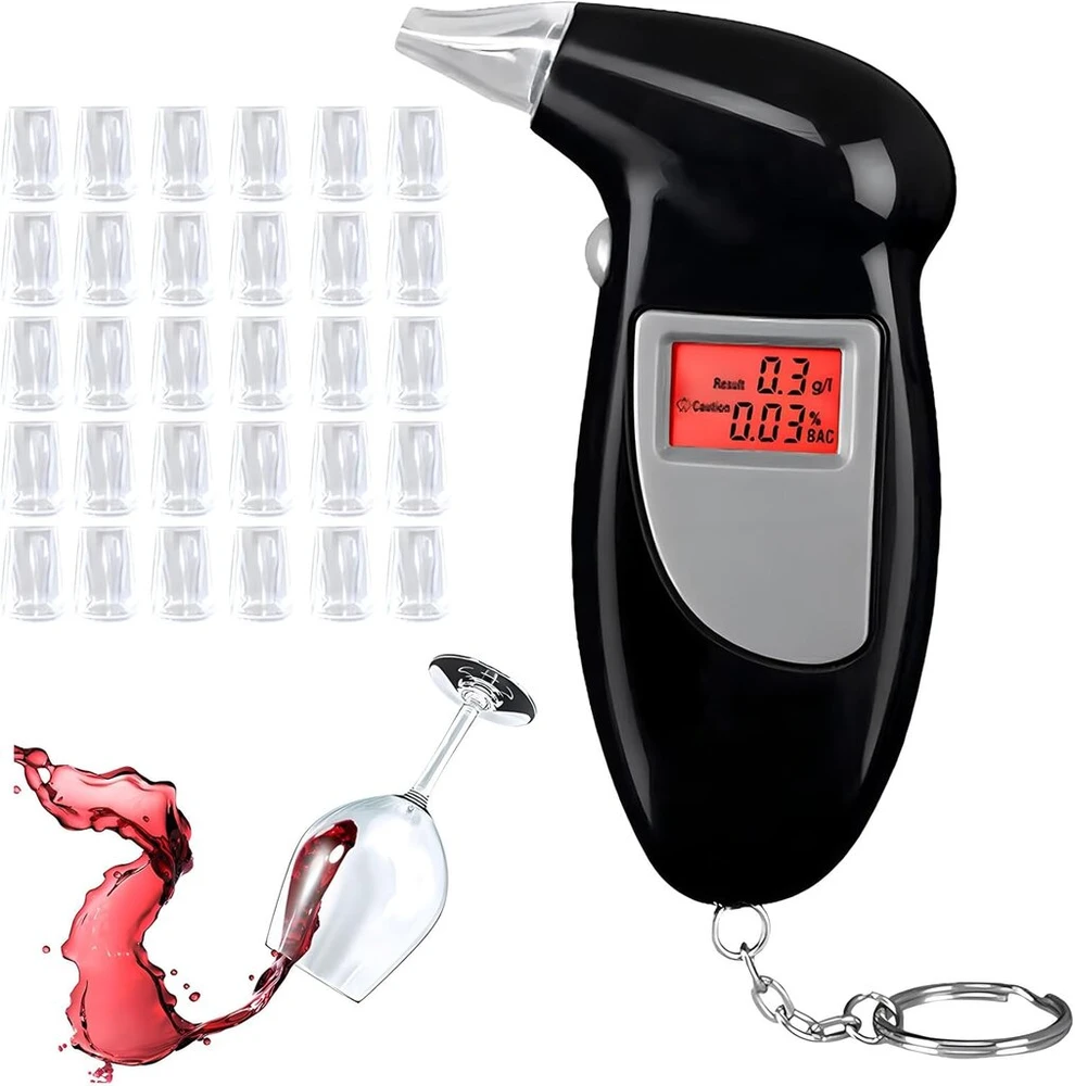 Alkotesteris Mr.twinklelight alkoholio testeris, tikslus policijos alkoholio matuoklis su 30 kandiklių, profesionalus alkoholio testeris su skaitmeniniu lcd ekranu naudojimui namuose ar vakarėliuose
