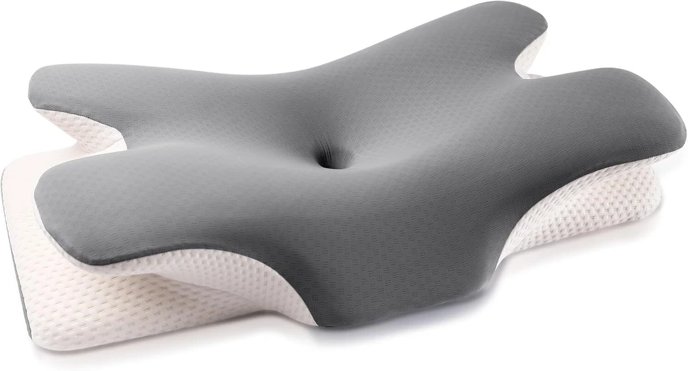 Mulisoft memory foam pagalvė, patogi pagalvė, atraminė kaklo pagalvė, ergonomiška pagalvė miegantiems ant šono (pilka)