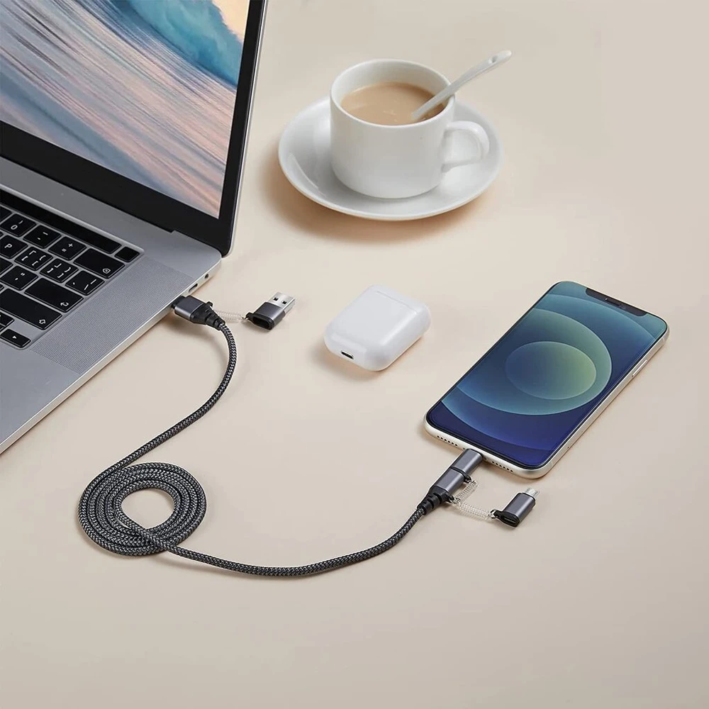 Multi usb kabelis usb c į usb c kabelį nailoninis universalus įkrovimo kabelis usb a/usb c suderinamas su lightning/micro usb/type c 60 w pd 3.0 3a greito įkrovimo kabelis nešiojamam kompiuteriui planšetiniam kompiuteriui galaxy